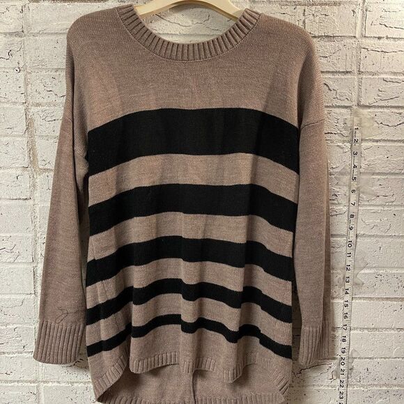 AGB XL brown/black Button Back striped sweater - Picture 1 of 9